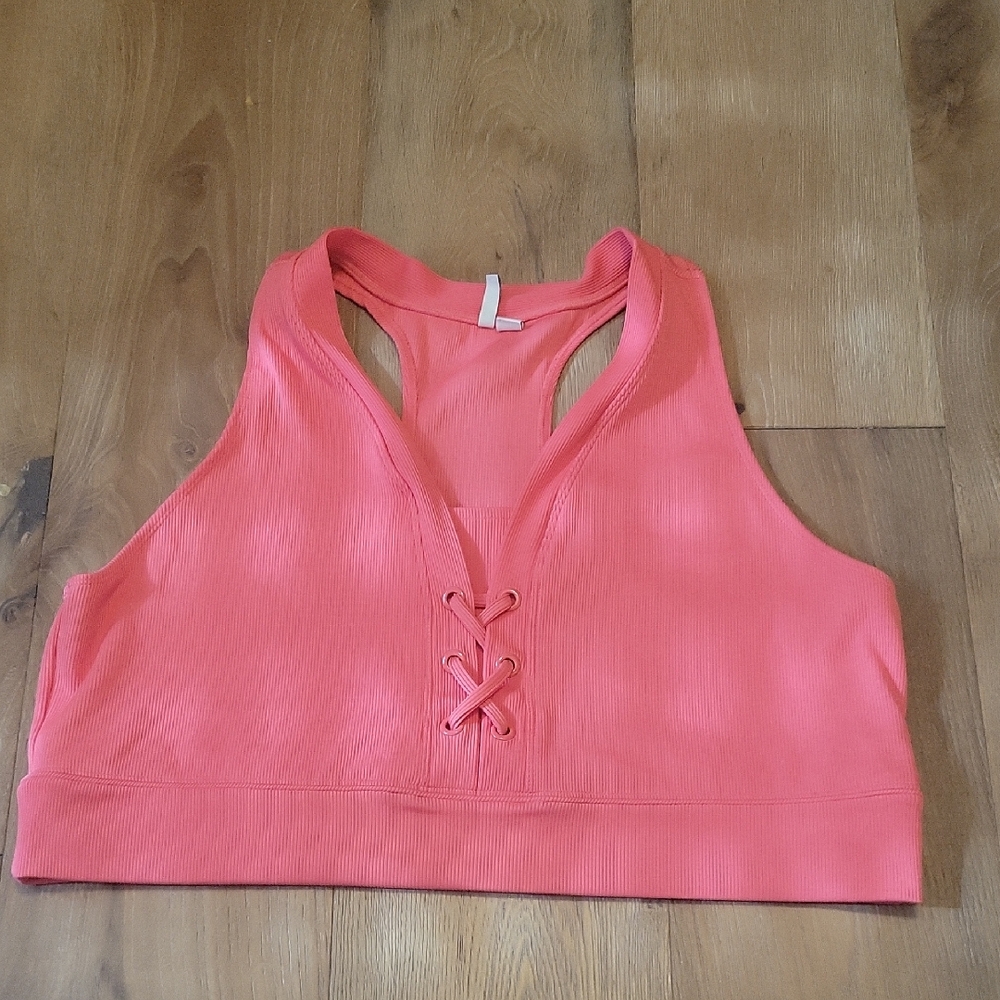 Coral Lace-Up Women's Top